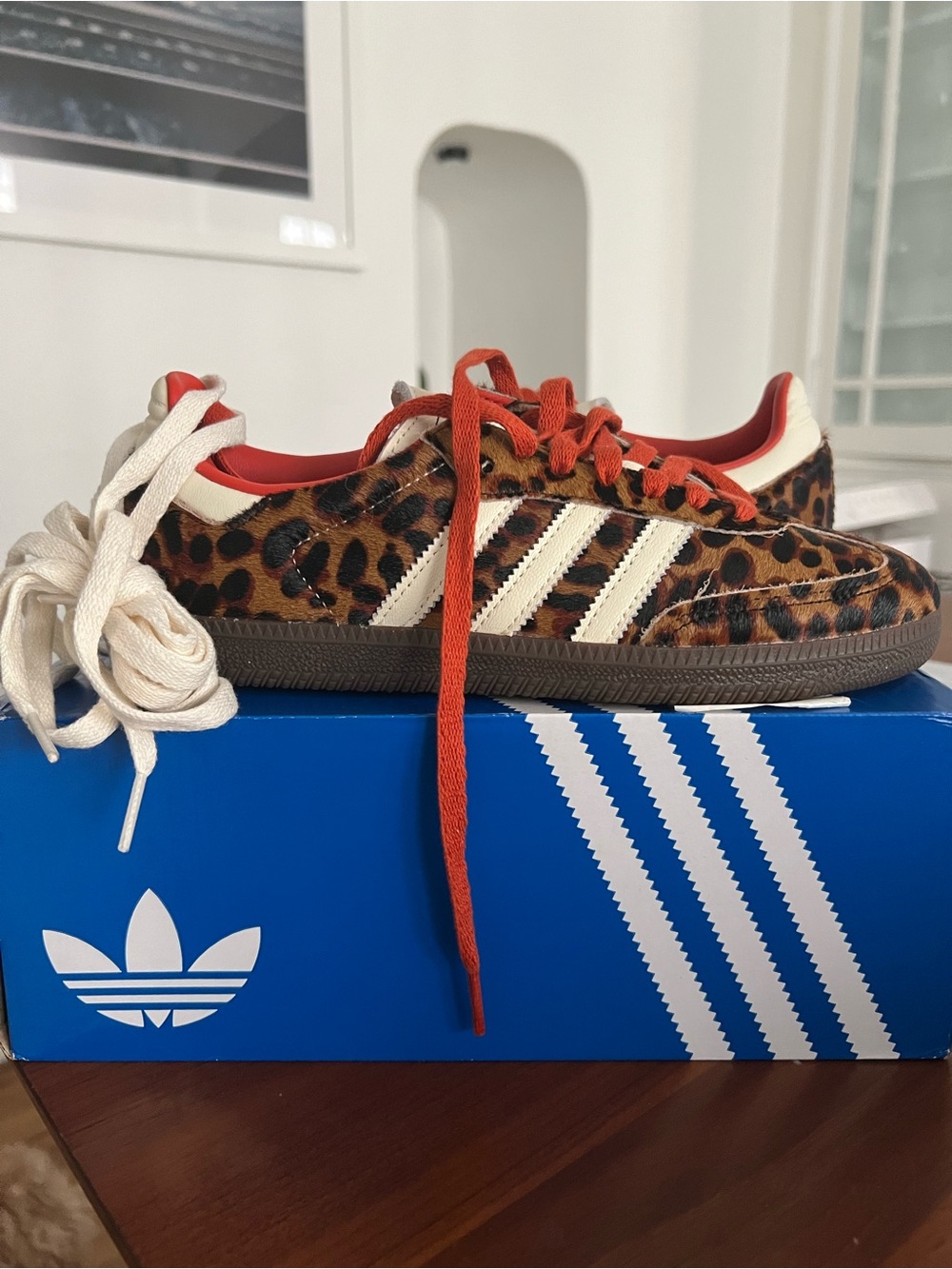 adidas Women’s Samba OG Cheetah Print Sneakers - Red/White/Brown - Picture 7 of 10